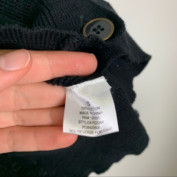 Pink Rose Black Short Slve V-Neck Button Cardigan - Picture 7 of 8